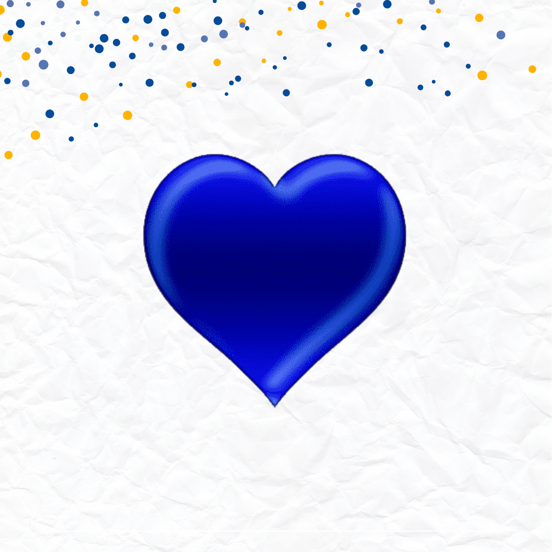 Een blij blauw hart op de bank